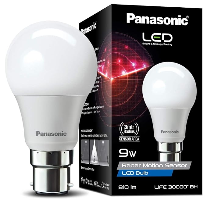 Panasonic 9 Watt Motion Sensor Led B22D Bulb for Home with 3 Mtr Radius Sensor