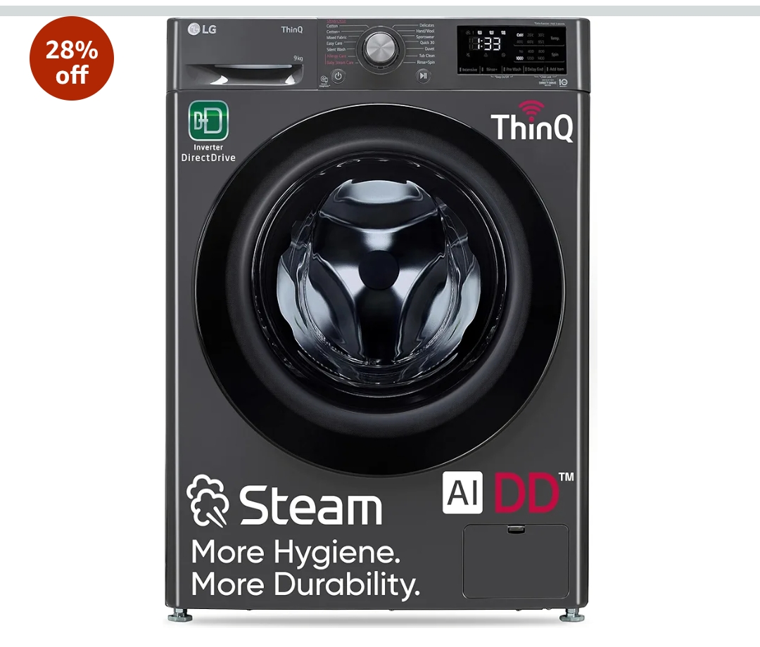 LG 9 Kg, 5 Star, AI Direct Drive Technology, Steam, 6 Motion DD & Wi-Fi Fully-Automatic
