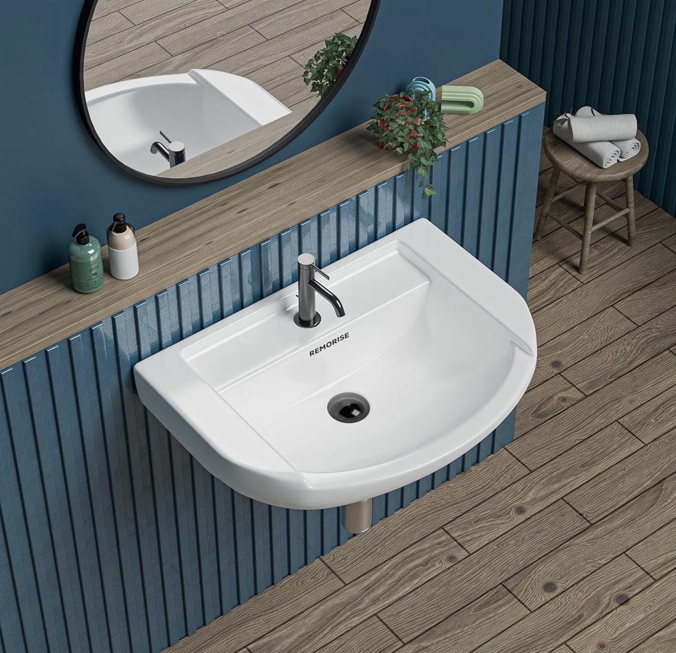 REMORISE Premium Wall Hung Ceramic Wash Basin