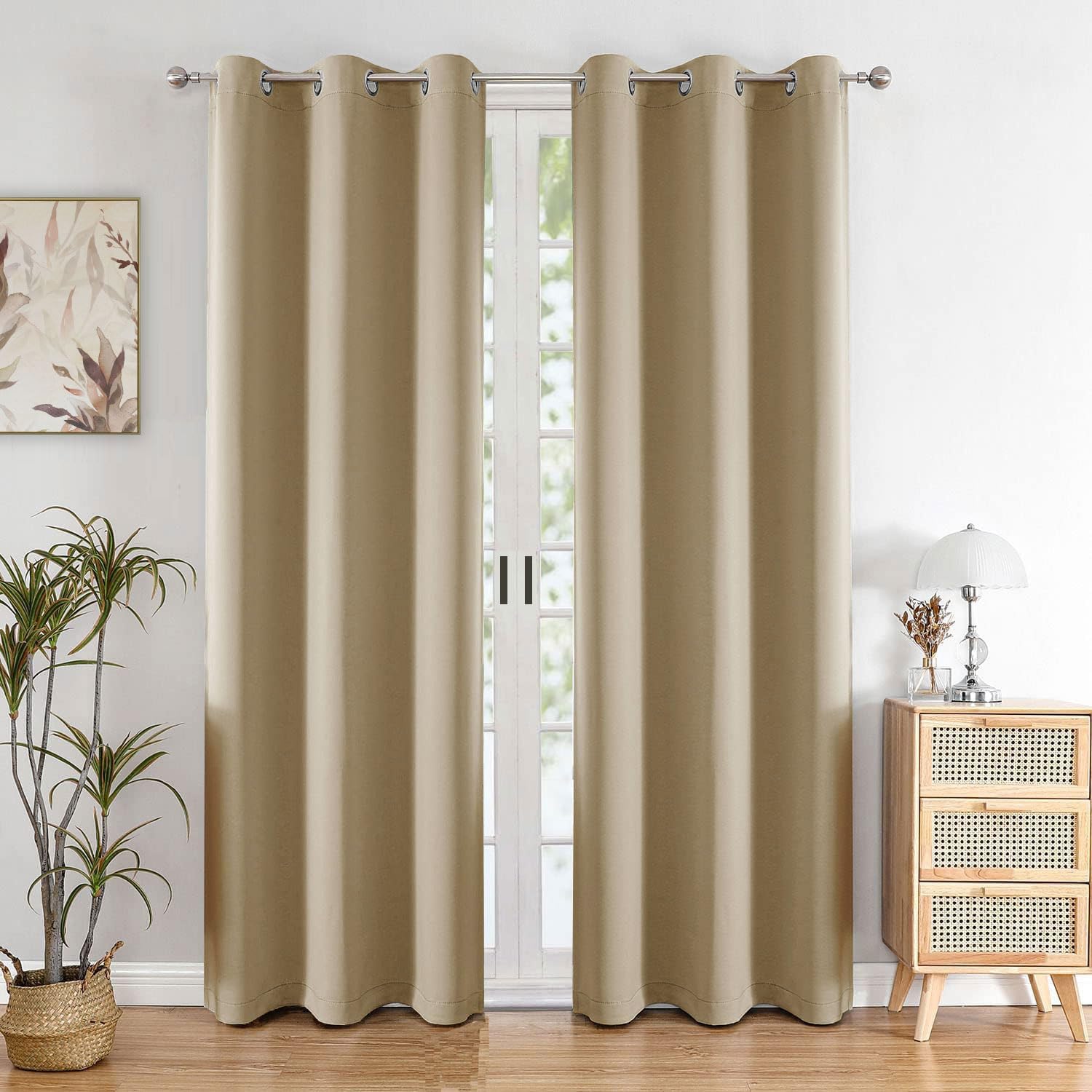 HOMEMONDE Solid Blackout Curtains 7 Feet Long - Thermal Insulated Curtains for Door, 70% Room Darkening Drapes for Living Room,