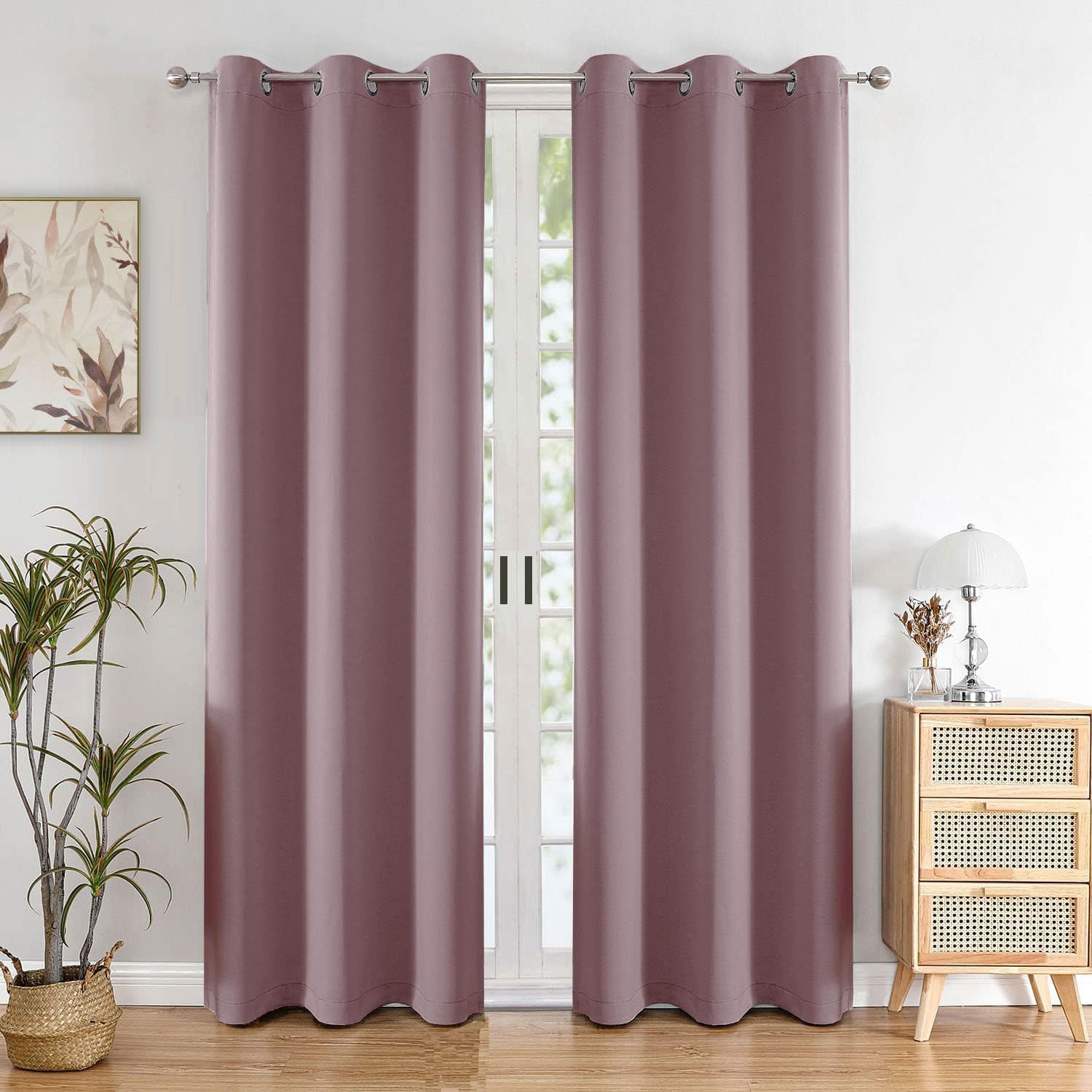 HOMEMONDE 7 Feet Curtain for Door - Noise Reduced and Fade Resistant Blackout Curtains