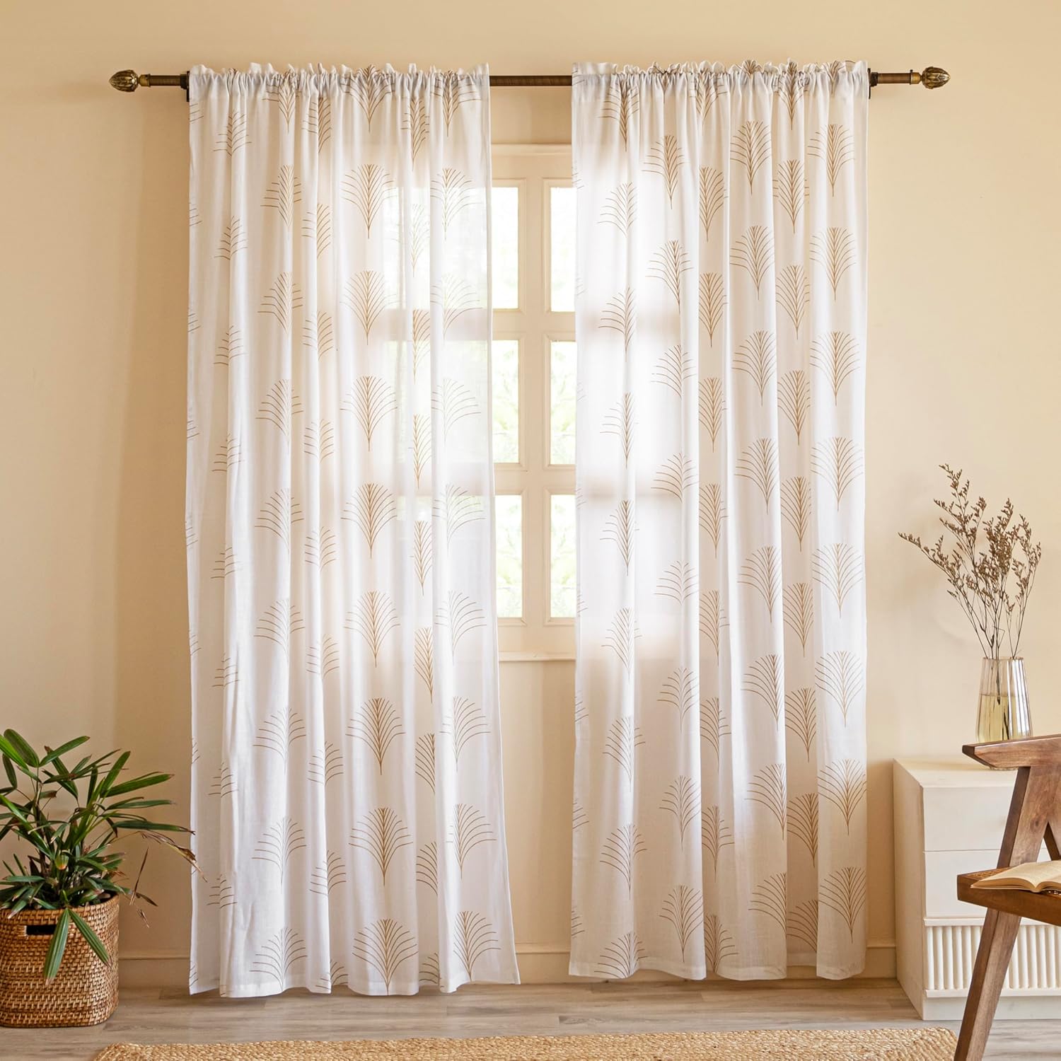 HOMEMONDE Sheer Cotton Curtains 7 Feet Door