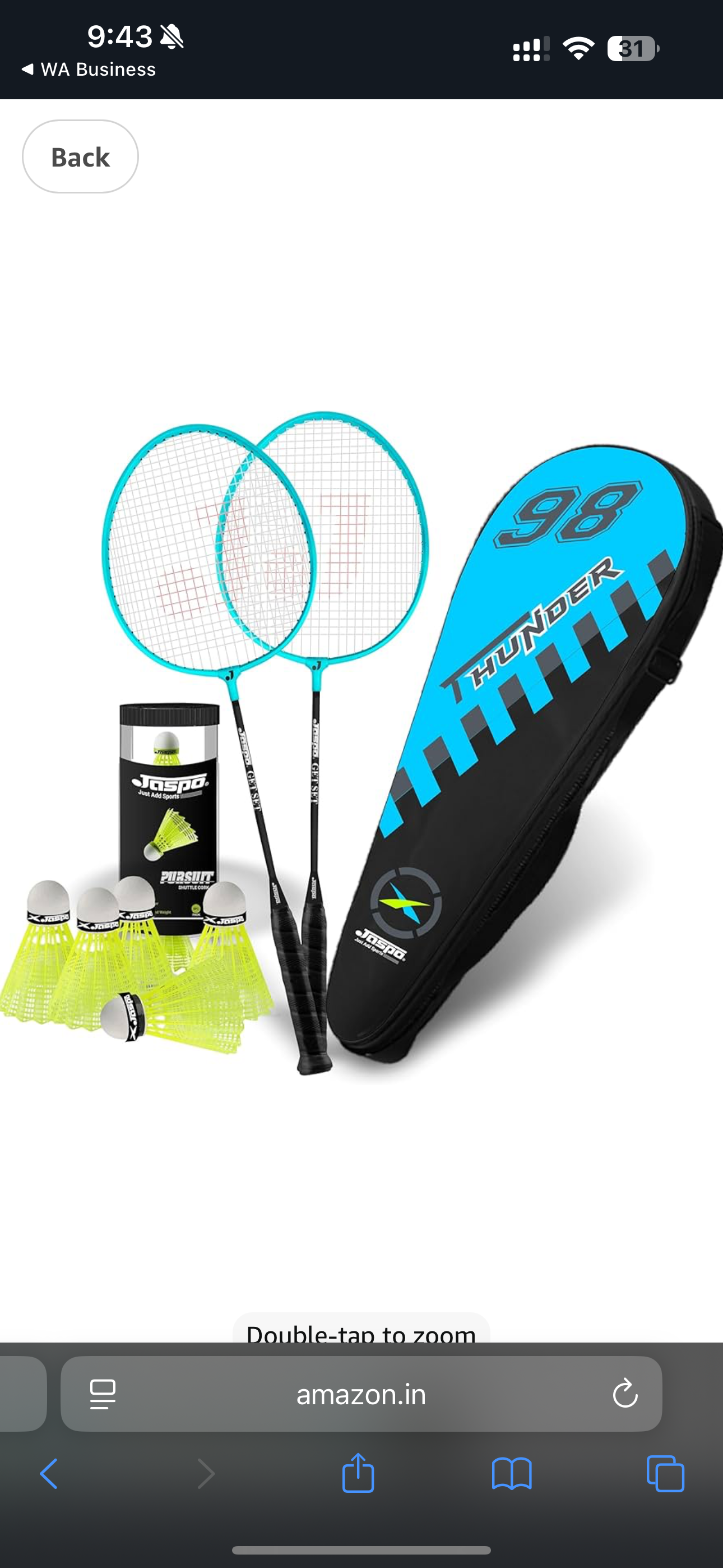 JASPO Thunder Badminton Kit,Badminton Set of Metal Alloy Rackets
