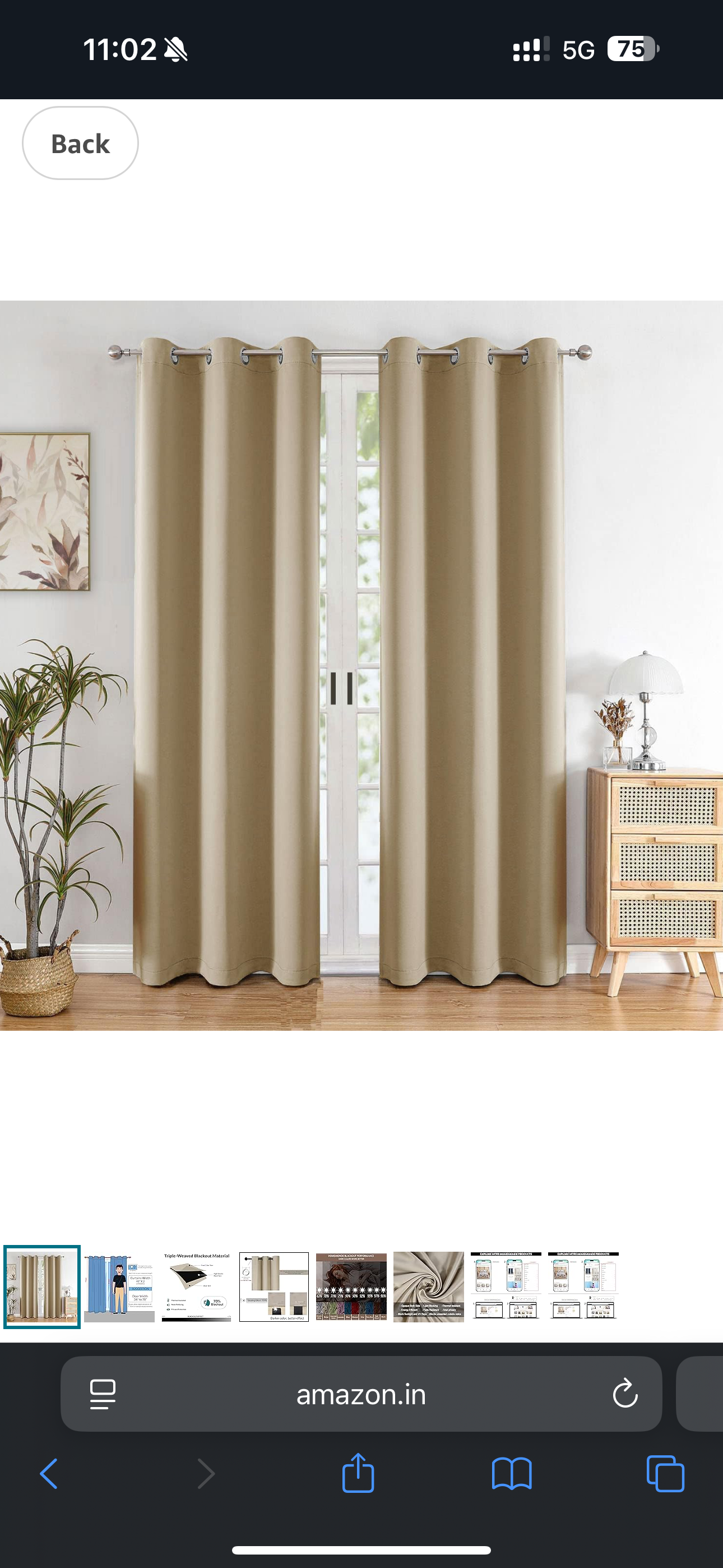 HOMEMONDE Solid Blackout Curtains 7 Feet Long - Thermal Insulated Curtains for Door, 70% Room Darkening Drapes for Living Room, Bedroom, 84 Inches Pack of 2, (Beige, 213.36 x 118 CM)