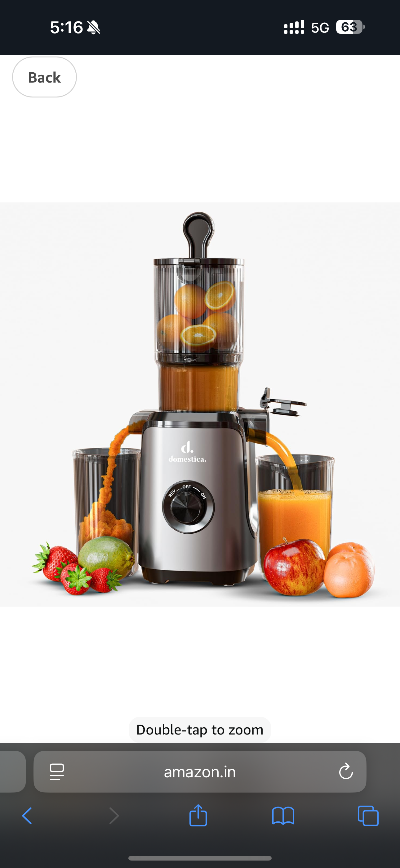 DOMESTICA Dripdrop Cold Press Juicer For Home With 108mm Wide Feed Chute