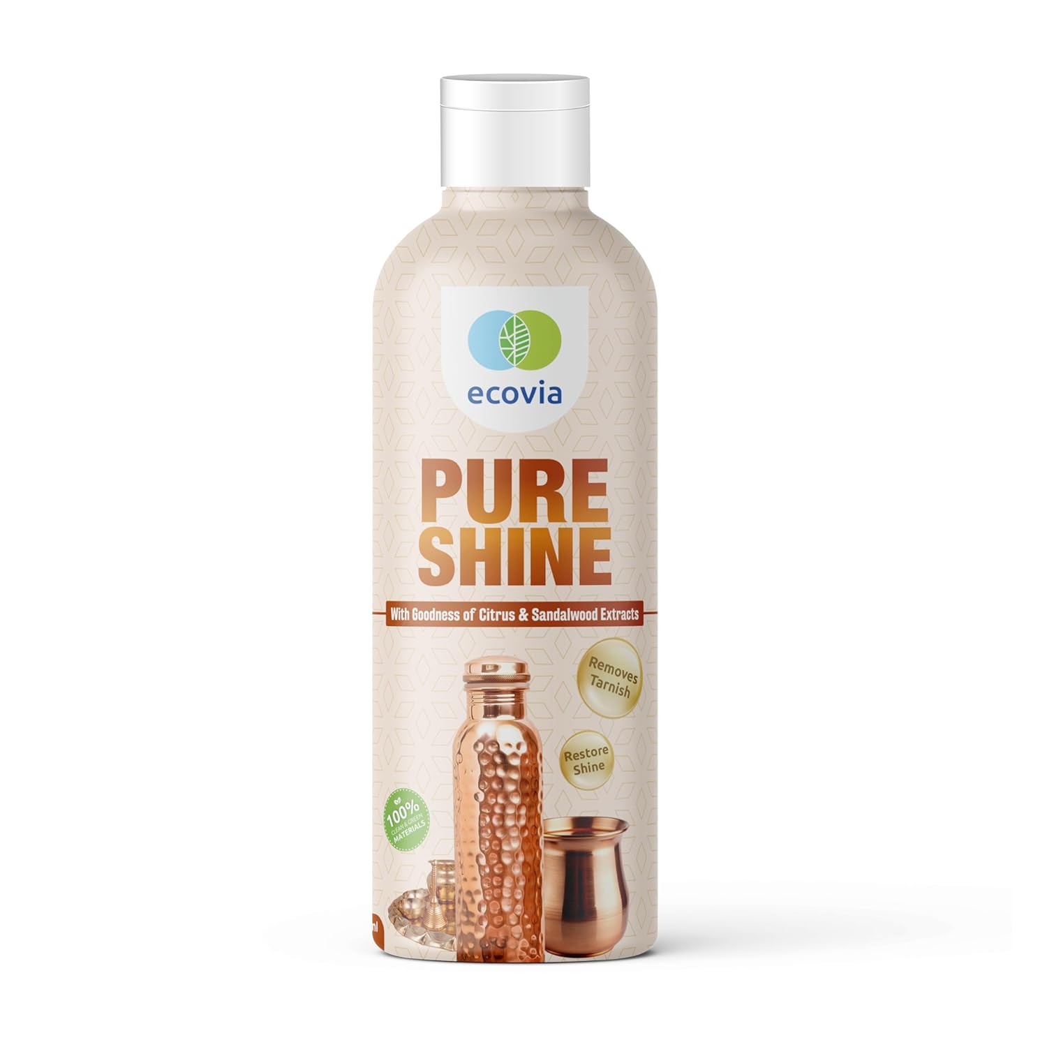 Ecovia Pure Shine | Eco-Friendly Brass & Copper Cleaning Gel | Anti-Tarnish Cleaning Liquid For Decorative Articles