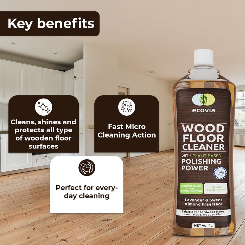 Ecovia Wood Floor Cleaner (900 ml) | Natural & Eco-Friendly|shines & Protects