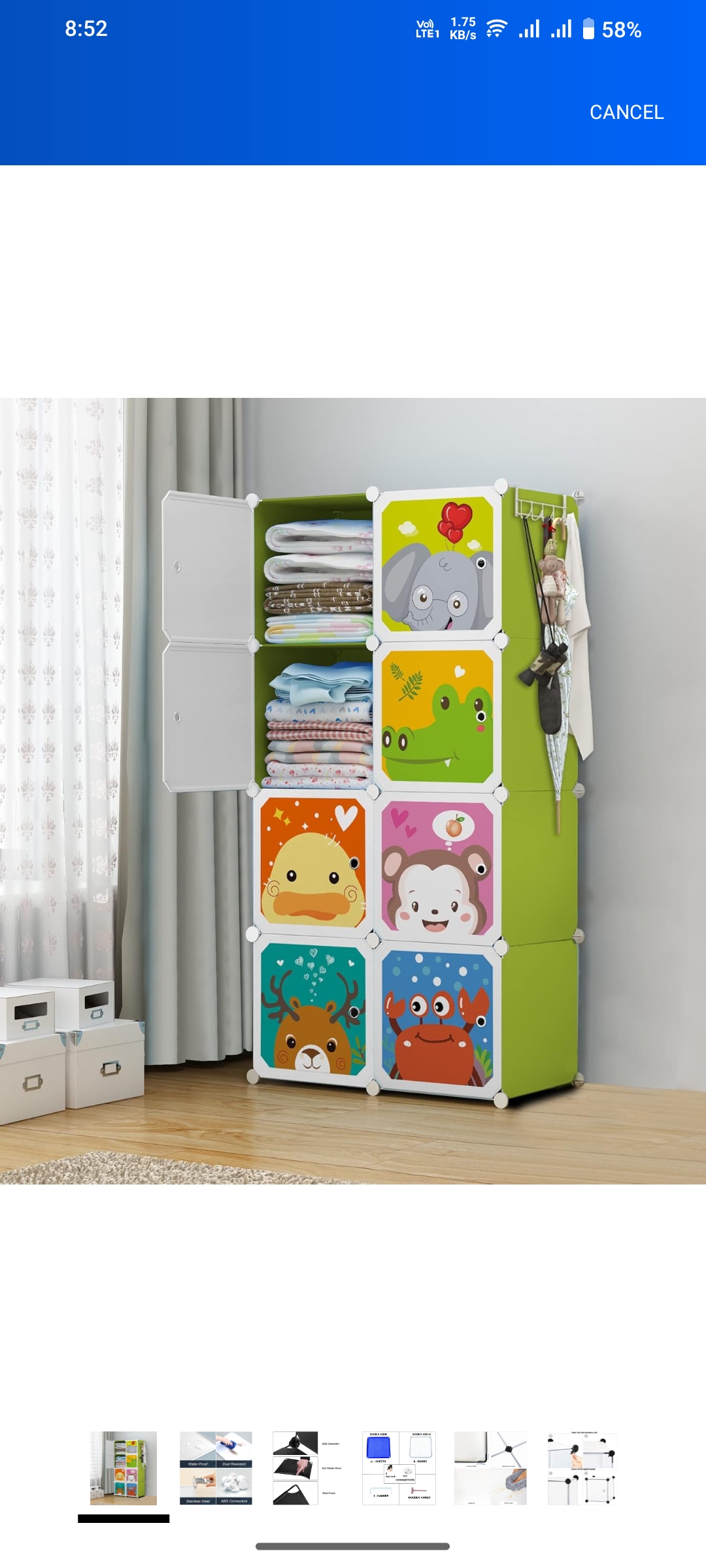 OVYA 8 Door Kids Wardrobe Plastic Foldable Storage Cabinet