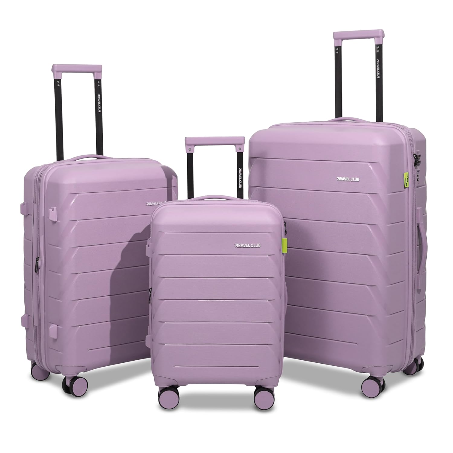 TRAVEL CLUB - Belgium 3-Piece Luggage Set – Rose Gold, PP Hardside Trolley Bags | Small (55 cm), Medium (65 cm) & Large (75 cm) Suitcases |