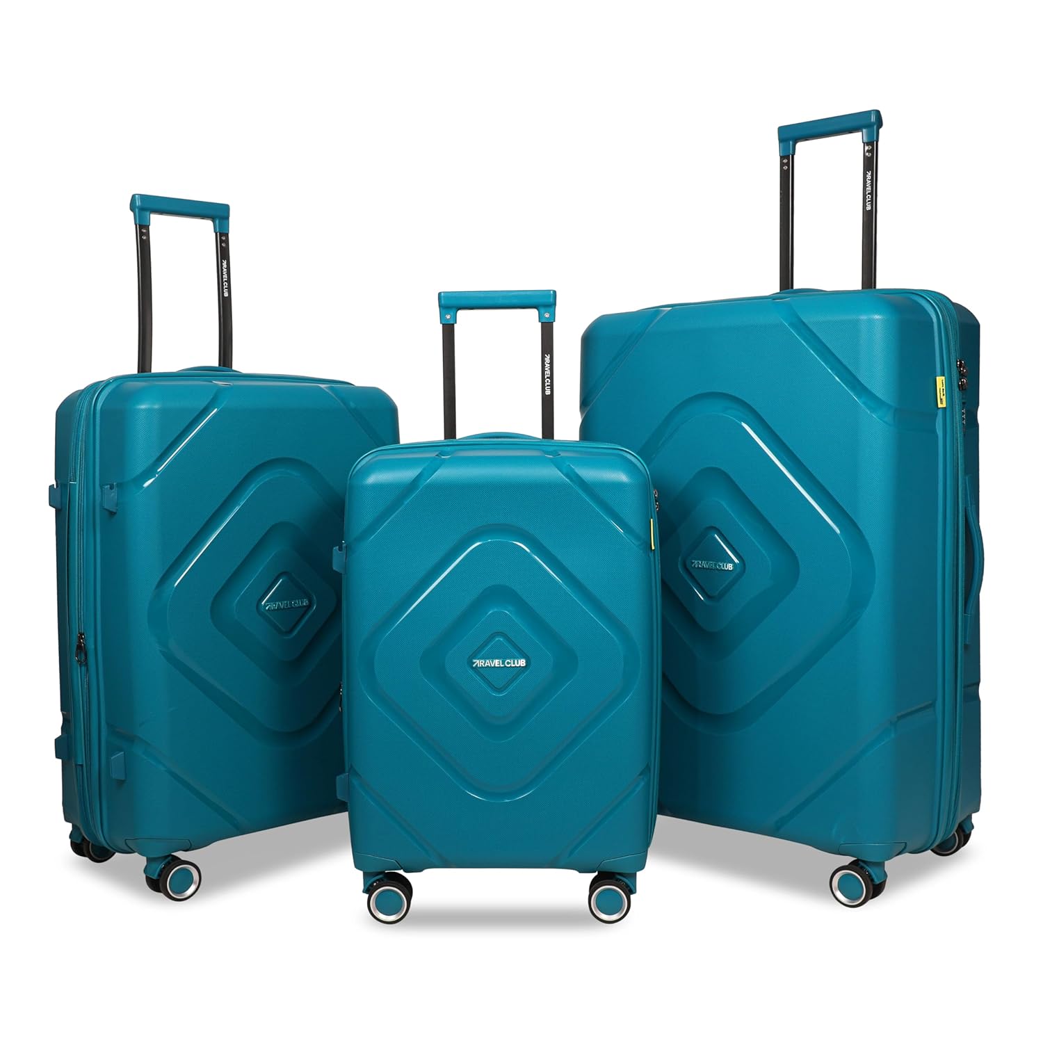 TRAVEL CLUB Moscow 3-Piece Luggage Set – Teal, Polypropylene Hardside Trolley Bags | Lightweight, Unbreakable Travel Suitcases – 61 cm, 71 cm & 81 cm