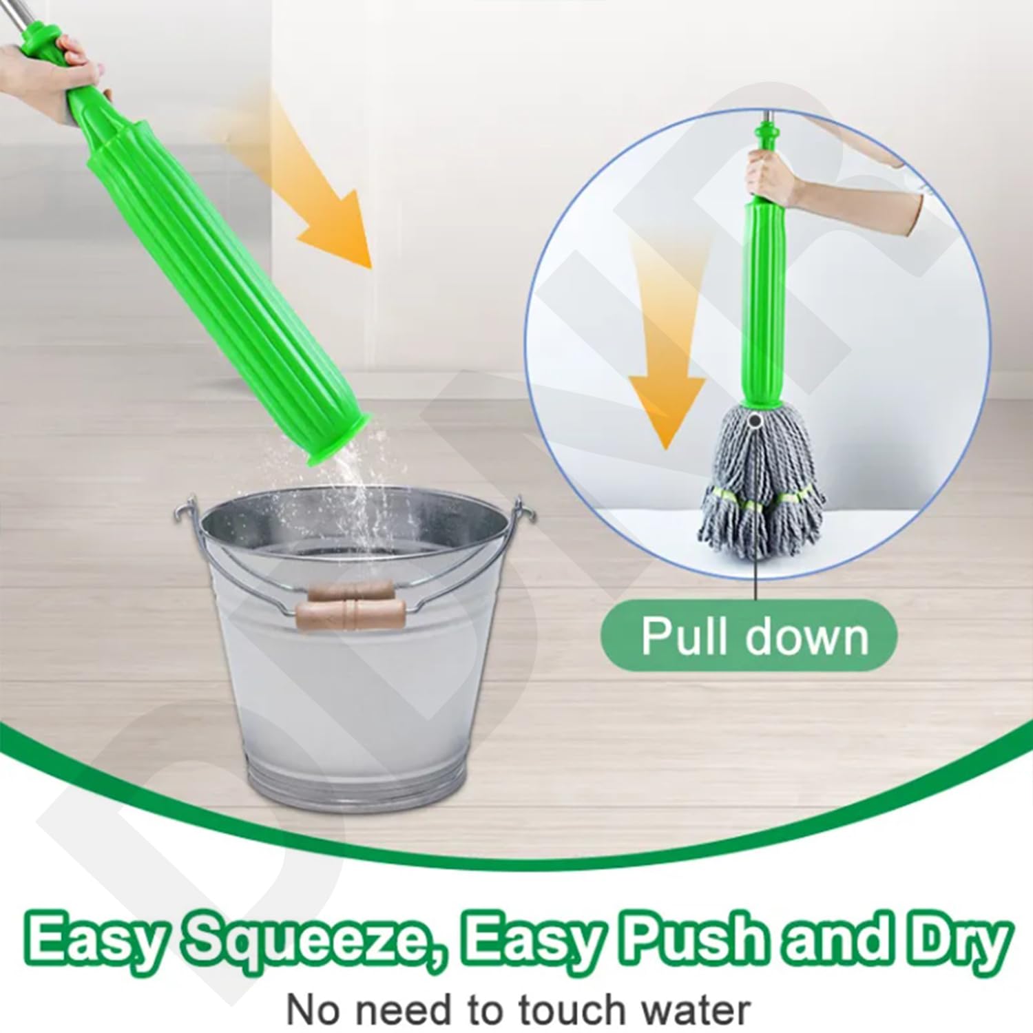 DDN_R_ Moppers for Cleaning Floor 2 in 1 Dehydrated Self-Wringing Mop || 360 Rotatable Wet and Dry Mop for Home Cleaning Floor || Mops Stick for for Bathroom/Offfice/Home/Outdoor (Green)