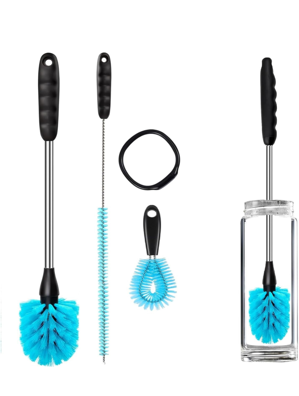 3Pcs Bottle Cleaner Brush Set, 15 inch Long Handle Washing Baby Bottle Cleaning Brushes for Narrow