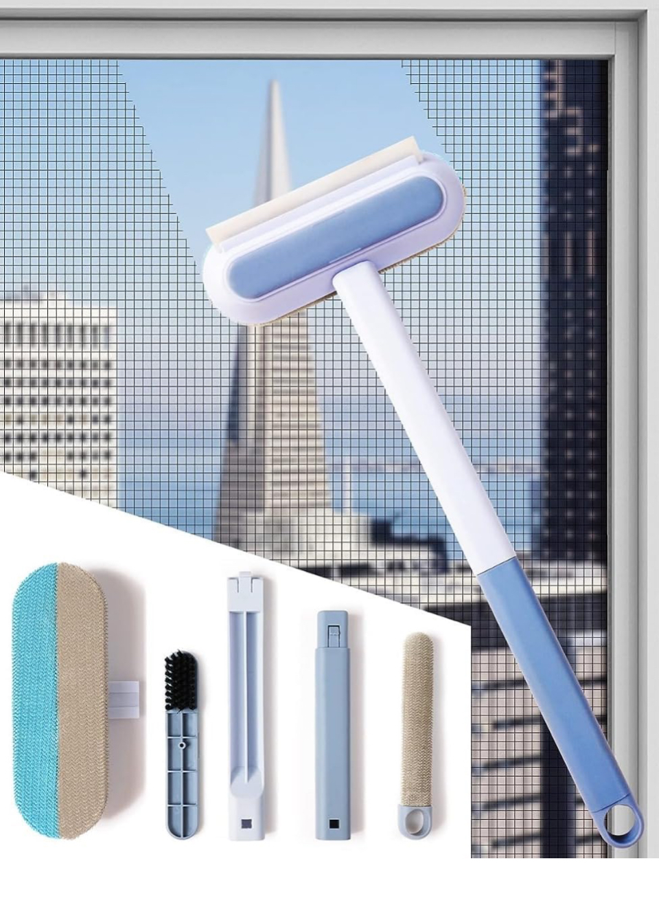 Multifunctional Screen Brush 4 in 1 Mesh Cleaning Brush with Extended Handle Window Clean
