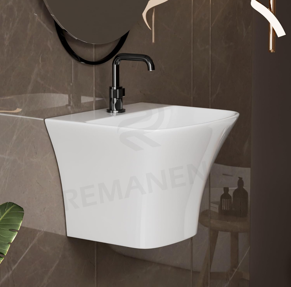 Luxury Wall Mount Half Pedestal Wash Basin for Bathroom | Designer Wall Hung Basin | Wall Mounted