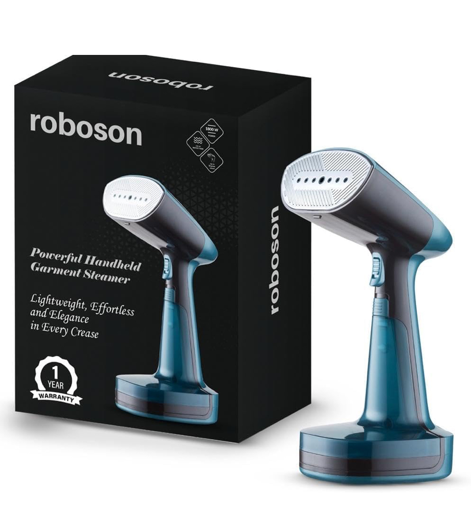 Roboson Handheld Garment Steamer for Clothes 1800W Powerful Vertical Steaming 15 Sec Heat Up 220ml Removable Water Tank Portable Steam Iron Press for Travel & Home Kills 99% Germs