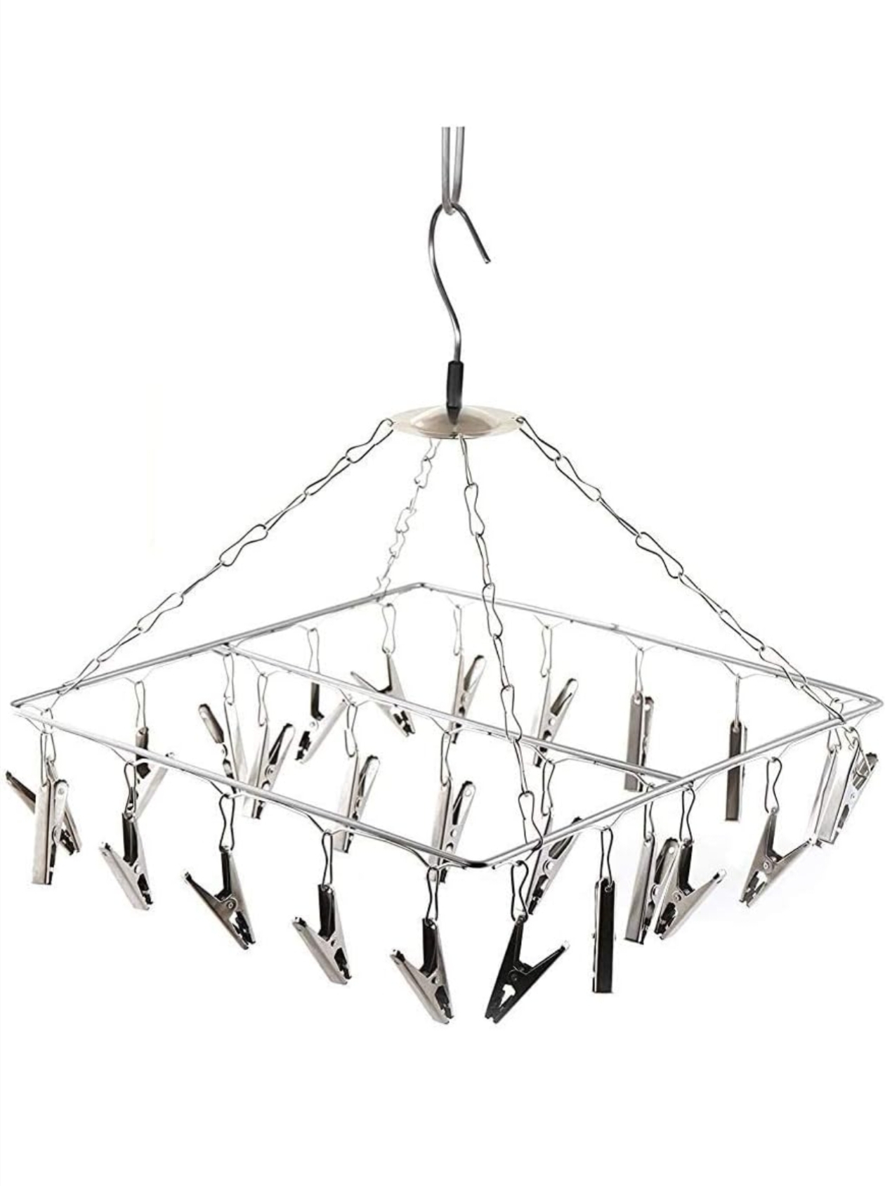 H Houseware Stainless Steel Single Pole Cloth Drying Stand for Balcony | Clothes Stand for Drying | Cloth Stand with Wheels(White) (Silver)