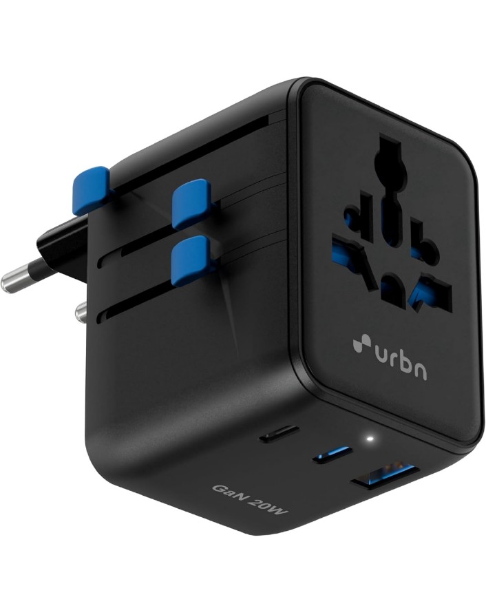 URBN 20W GaN Universal Adapter | Charge 4 Devices Simultaneously | 2400W Universal Socket