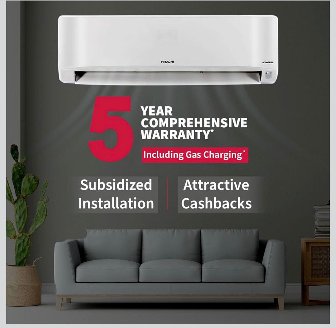 Hitachi 2 Ton Class 3 Star Xpandable+ Inverter Split AC (100% Copper, 4-Way Swing, ice Clean