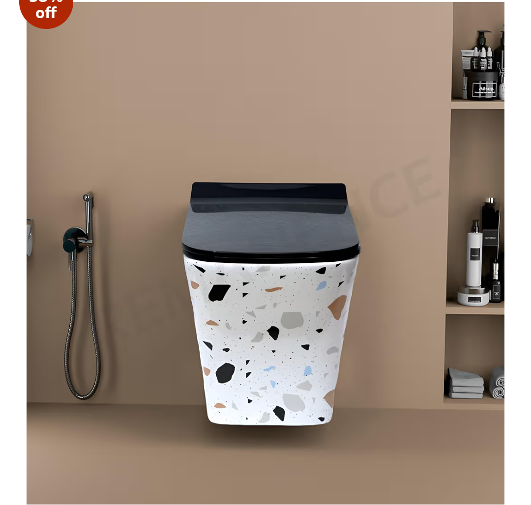 REMANENCE Ceramic Wall Mount Western Toilet Commode for Bathrooms