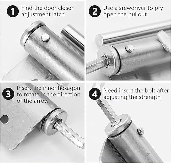Spring Door Closer for Light Weight Door, Adjustable Automatic Door Closer for Residential