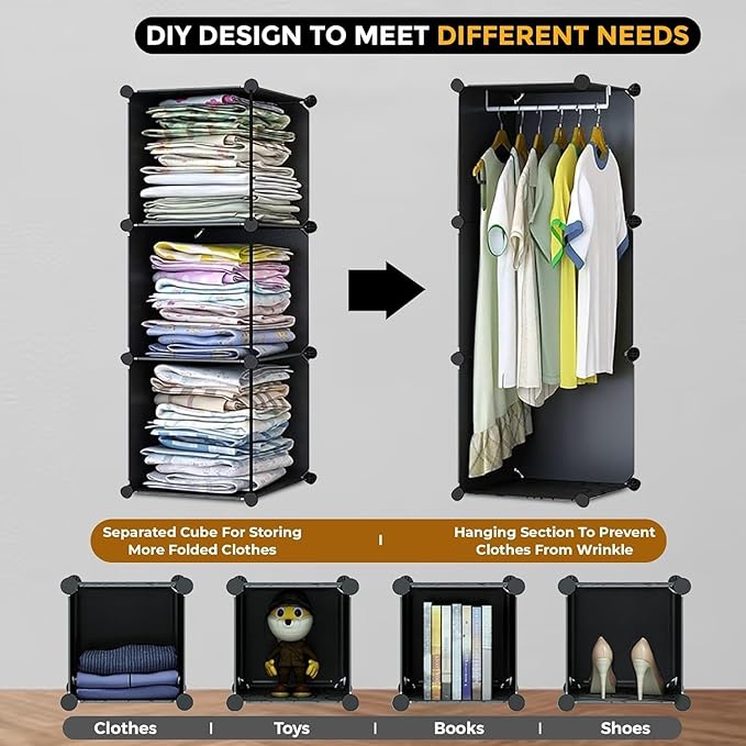 LUHI Plastic Wardrobe for Kids, Baby Cupboard for Storage