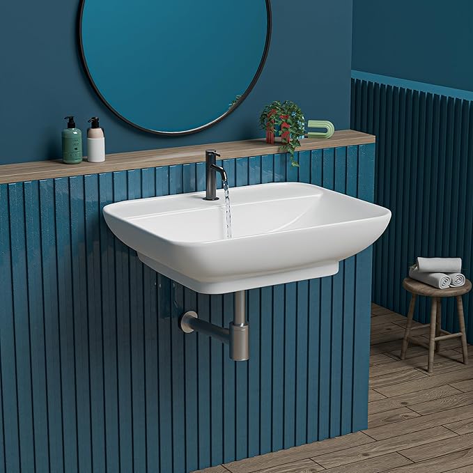 REMANENCE Ceramic Wall Hung Corner Wash Basin for Bathroom | Wall Mounted