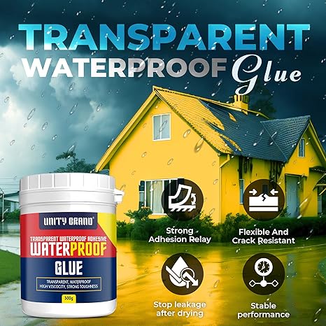 UB UNITY BRAND Crack Seal Glue 300gm with Brush Transparent Waterproof Resin Epoxy for Roof Leakage