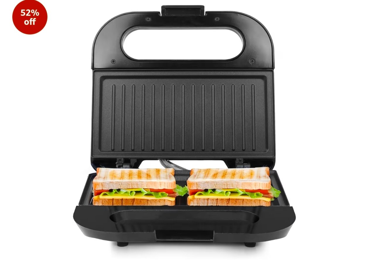 Milton Royal Express 800W Griller Sandwich Maker & Toaster | Auto Cut Off | Non-Stick Fixed Grill Plates | Easy Clean | Power Indicators | 1 year Manufacturer Warranty - Black