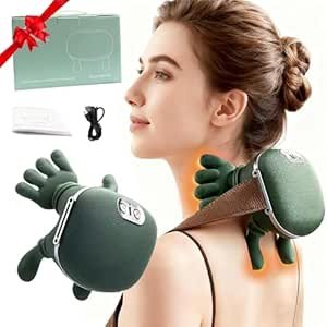 Bionic Electric Neck Massager with Heat, Wireless Shiatsu Neck & Shoulder Massager for Pain Relief, Deep Tissue Kneading Massage, Portable Rechargeable Massager for Home & Office