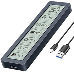 Dyazo M.2 NVMe SSD Enclosure Type C with LCD Display | USB 3.2 Gen2 10Gbps | Support NVME PCIE Size 2230/2242/2260/2280 M-Key/B+M | Support UASP & Trim (Up to 8TB) | Compatible with Windows/Mac/Linux