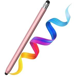 Elfora 2 in 1 Stylus Pen for Touch Screens | High Precision & Sensitivity Capacitive Rubber Tip | Universal Stylus Compatible with iPad, iPhone, Android, Samsung, Kindle, Tablets & More – Rose Gold