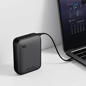 URBN 20000mAh 65W Smallest Rapid Charging Nano Power Bank with Inbuilt USB-C Cable | PD, QC & PPS Compatible | Dual Output Compact Power Bank for Laptop, Smartphone & Tablet