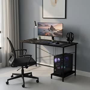 RIZIK STORE Folding Study Table for Small Spaces | 36 x 24 Inch Computer Desk with Laminated Top & Metal Frame | Space-Saving Writing Desk for Home Office, Bedroom, Study & Kids Room (Marble Black)