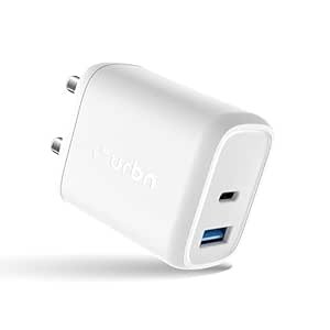 URBN 25W Dual USB Type-C Travel Adaptor with GaN Technology for Google Pixel, Xiaomi, Motorola, iPhone, Samsung Galaxy Tab S/A Series, Galaxy S10/M54/M55/A80/A90/S25/S24 (White)