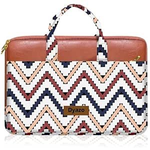 Dyazo Laptop Sleeve Bag 15 to 15.6 Inch for Woman | Jute & Vegan Leather Handcrafted Slim Case with Zipper | Stylish & Durable Office Laptop Bag for Work, College and Travel