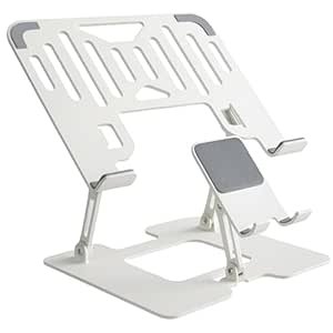 Dyazo 2 in 1 Adjustable Laptop Stand with Mobile Holder | Ergonomic, Foldable & Ventilated Riser Fits Upto 15.6 Inch Laptops | Compatible for MacBook, HP, Dell, Acer, Lenovo & Other Notebooks