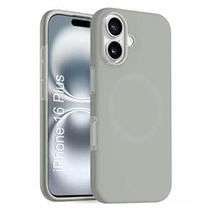 iPhone 16 Plus Silicone Magsafe Case | Shock Proof Design & Camera Protection | Premium Rubberised Apple iPhone 16 Plus Cover (Microfiber Lining) | Ultra Smooth Silicone - Gray