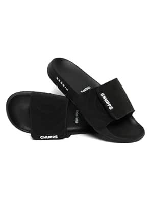 CHUPPS Flow Black & Black Drift Orthopedic Slippers | Soft Footpharma Footbed | Breathable Ventilation Holes | Lightweight Flip Flops | Anti-Skid Chappals for Everyday For Mens