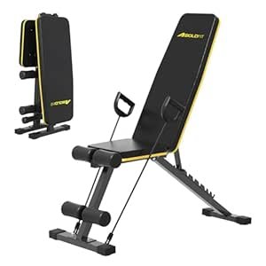 Boldfit Gym Bench For Home ProLift Adjustable 250kg Load Capacity with Resistance Ropes Heavy Duty Steel Foldable Home Gym Equipment Incline Decline Flat Press & Multipurpose Exercise Bench, Black