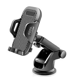Elfora Car Mobile Phone Holder Stand for Dashboard & Windshield with Adjustable Angles | Powerful Suction Cup | 360° Rotational | Compatible with 4 to 6 inch Devices(Black)